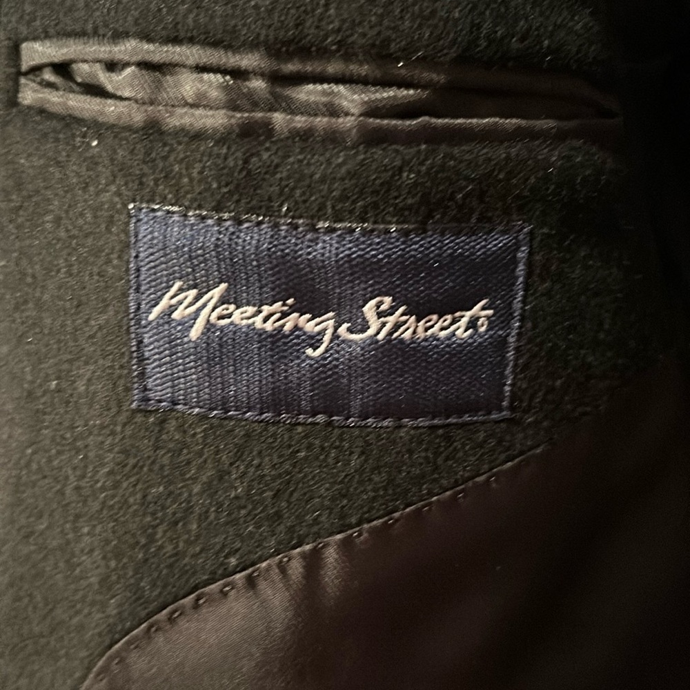 Meeting Street -44R - Knee Length - Mens - Black - Wool Coat - Picture 5 of 8